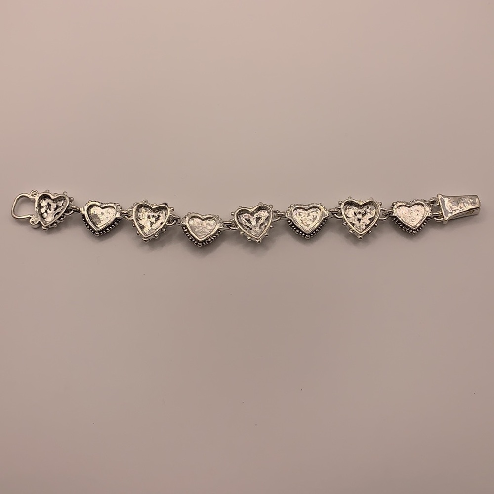 Silver-tone Cosmetic Gemstone Heart Bracelet - Picture 5 of 8